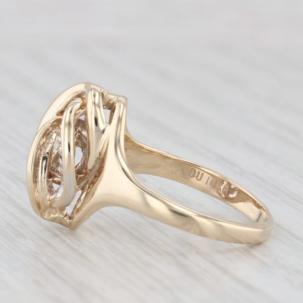 Light Gray Diamond Accented Knot Ring 10k Yellow Gold Size 5.75