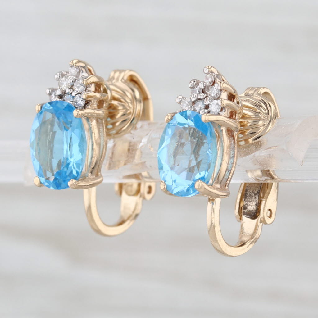 2.79ctw Blue Topaz Drop Earrings 14k Yellow Gold Lever Backs