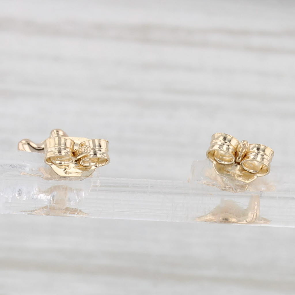 Light Gray Small Fish Stud Earrings 14k Yellow Gold Enamel