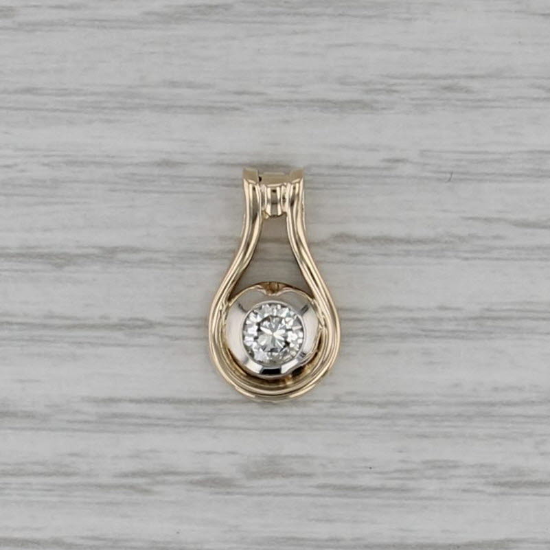 0.50ct Diamond Solitaire Teardrop Pendant 14k Yellow White Gold