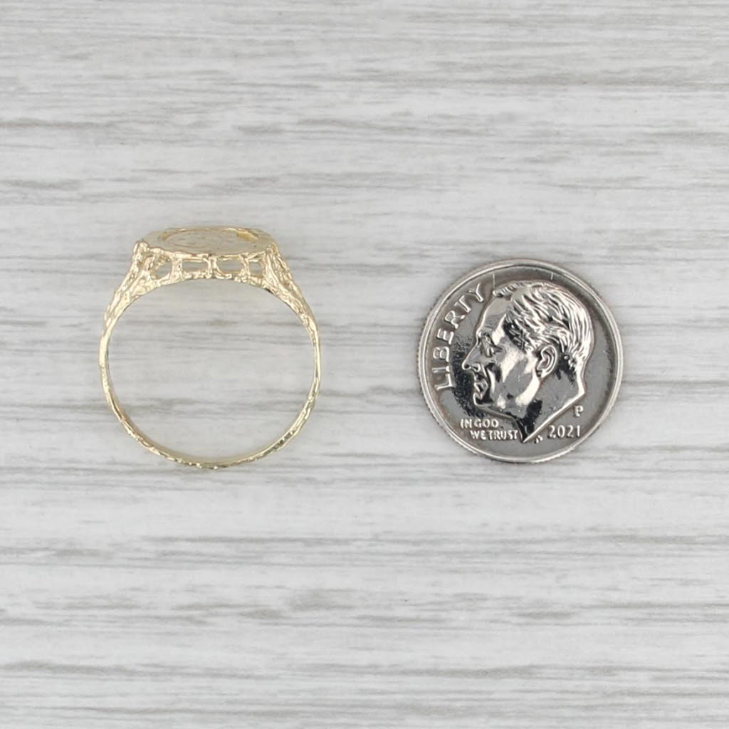 Chinese Panda Coin Copy Ring 10k Yellow Gold Size 7