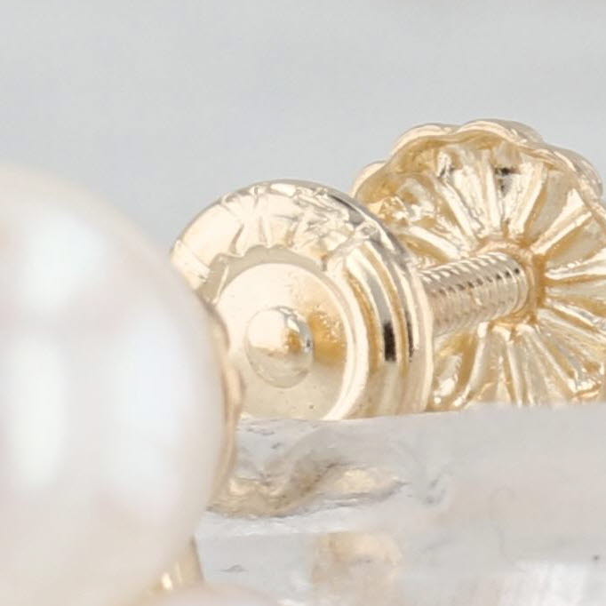 Cultured Pearl Cluster Earrings 14k Yellow Gold Screw Back Non Pierced Vintage