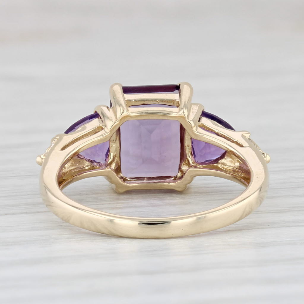 Light Gray 2.80ctw Amethyst Ring 10k Yellow Gold Size 6 Diamond Accents