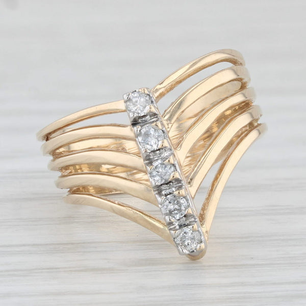 0.14ctw Diamond Journey Layered Band Ring 14k Yellow Gold Size 4