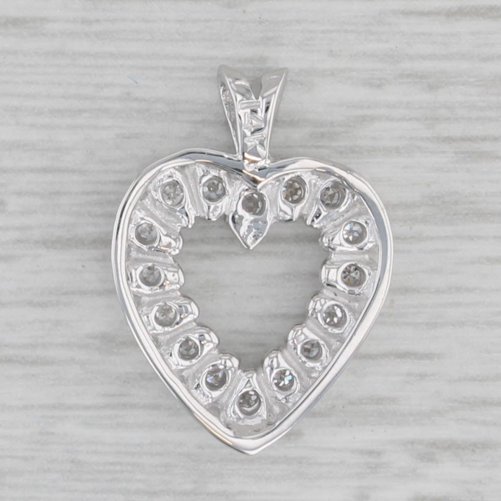 Gray Vintage Small 0.15ctw Diamond Open Heart Pendant 4k White Gold