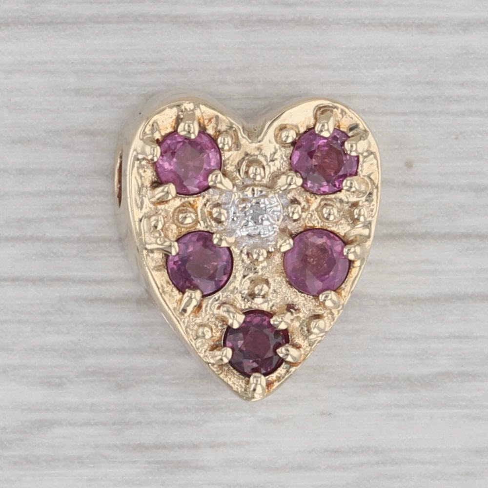 Gray 0.50ct Pink Sapphire Diamond Heart Slide Bracelet Charm 14k Gold Richard Klein