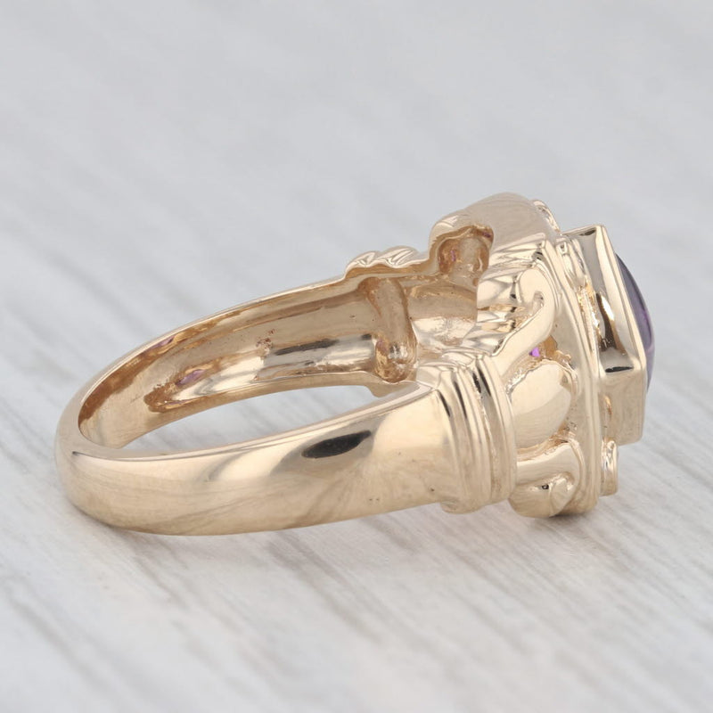 1.36ctw Amethyst Diamond Ring 14k Yellow Gold Size 7