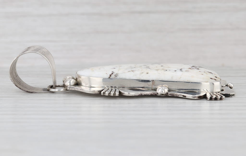 Spencer Navajo White Buffalo Howlite Pendant Sterling Silver Native American