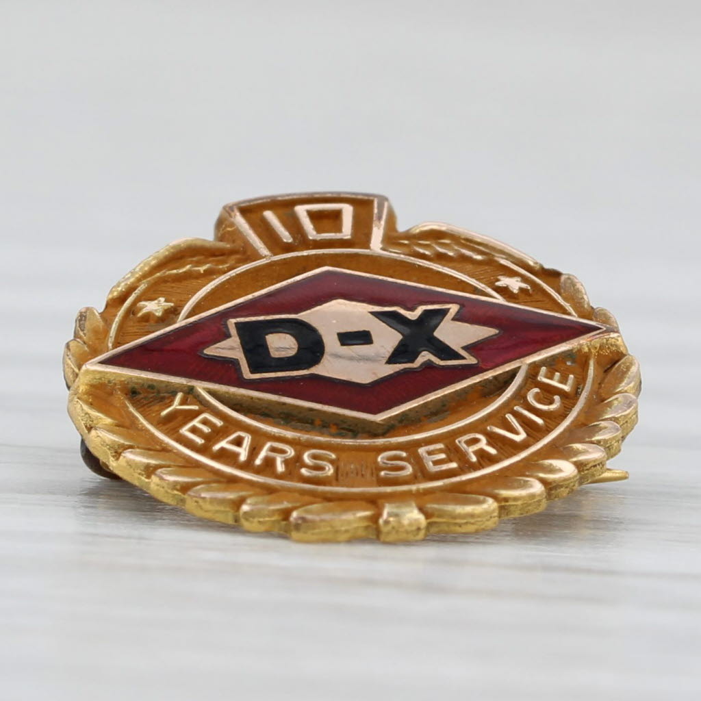 Light Gray Vintage D-X 10 Years Company Service Award Pin 1/10 10k Gold Filled