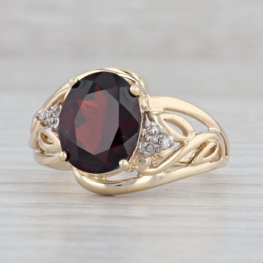 Gray 2.65ct Oval Garnet Ring 10k Yellow Gold Size 7 Diamond Accents