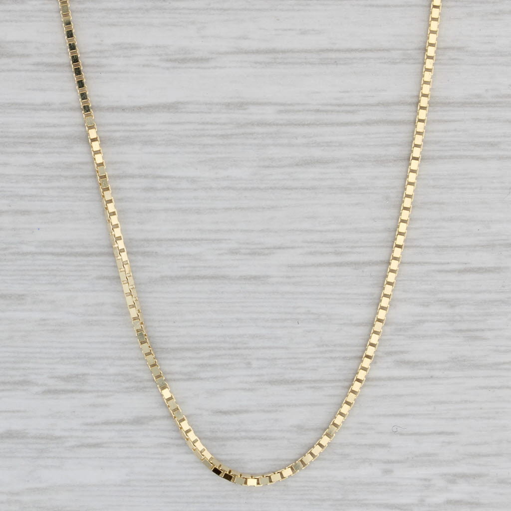 Gray New Box Chain 14k Yellow Gold 16" 1.1mm Lobster Clasp