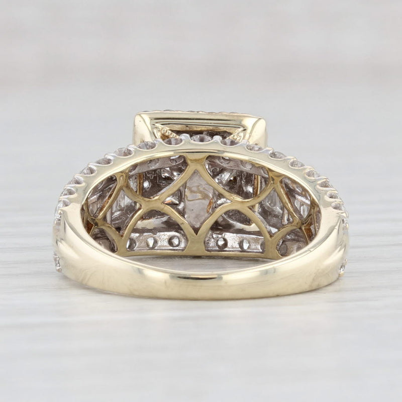 2.12ctw Diamond Princess Halo Engagement Ring 10k Yellow Gold Size 7.25