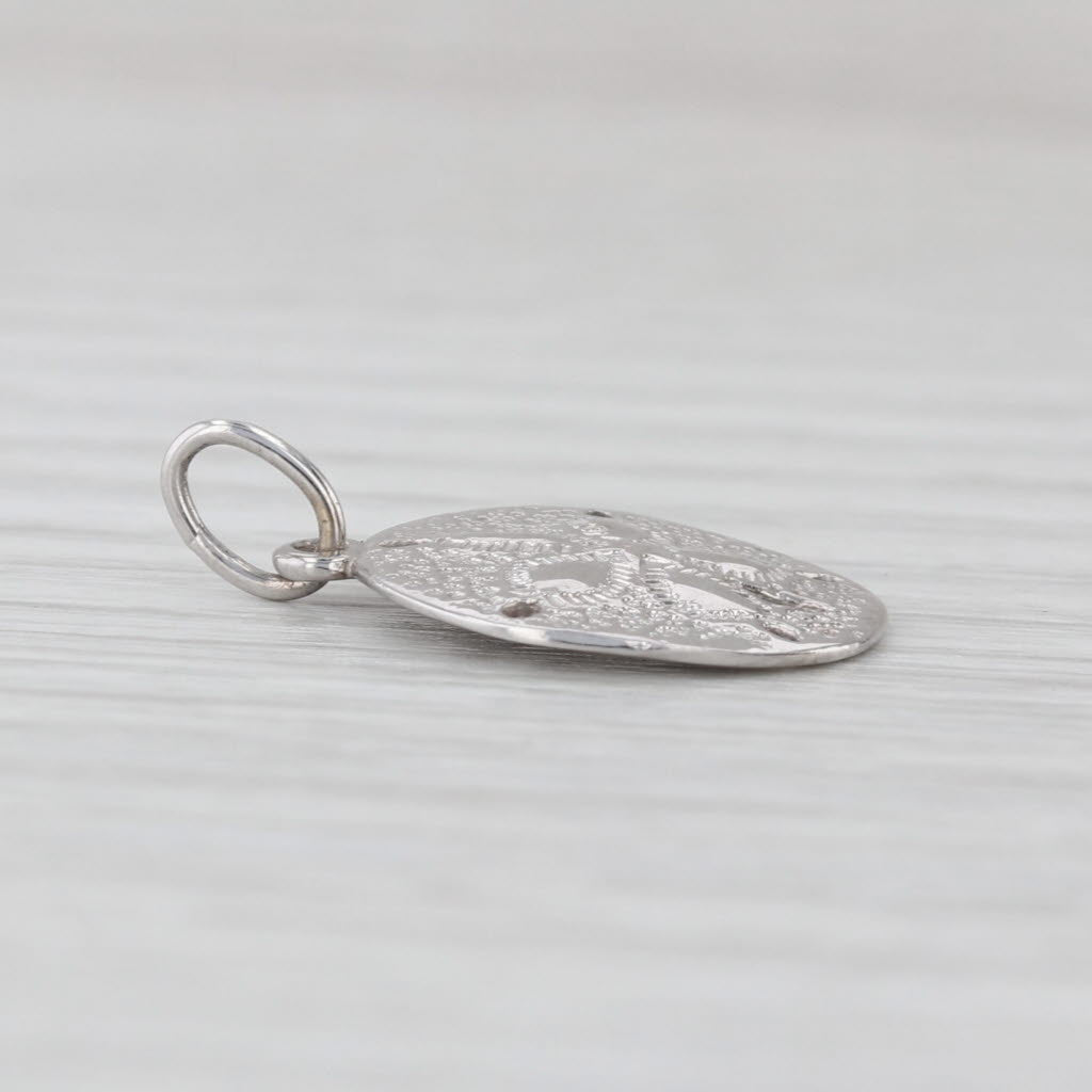 Sand Dollar Pendant 14k White Gold Nautical Charm