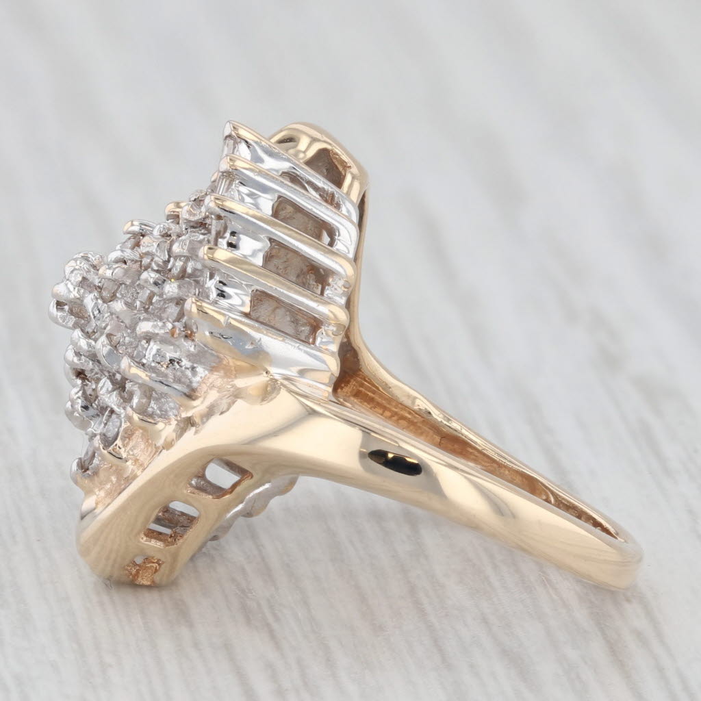 Light Gray 0.80ctw Diamond Cluster Ring 14k Yellow Gold Size 4.75 Cocktail