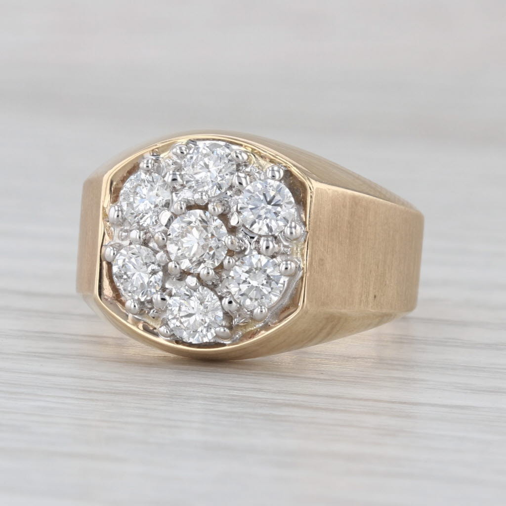 1.26ctw Diamond Cluster Ring 10k Yellow Gold Size 10.5 IB Goodman Vintage