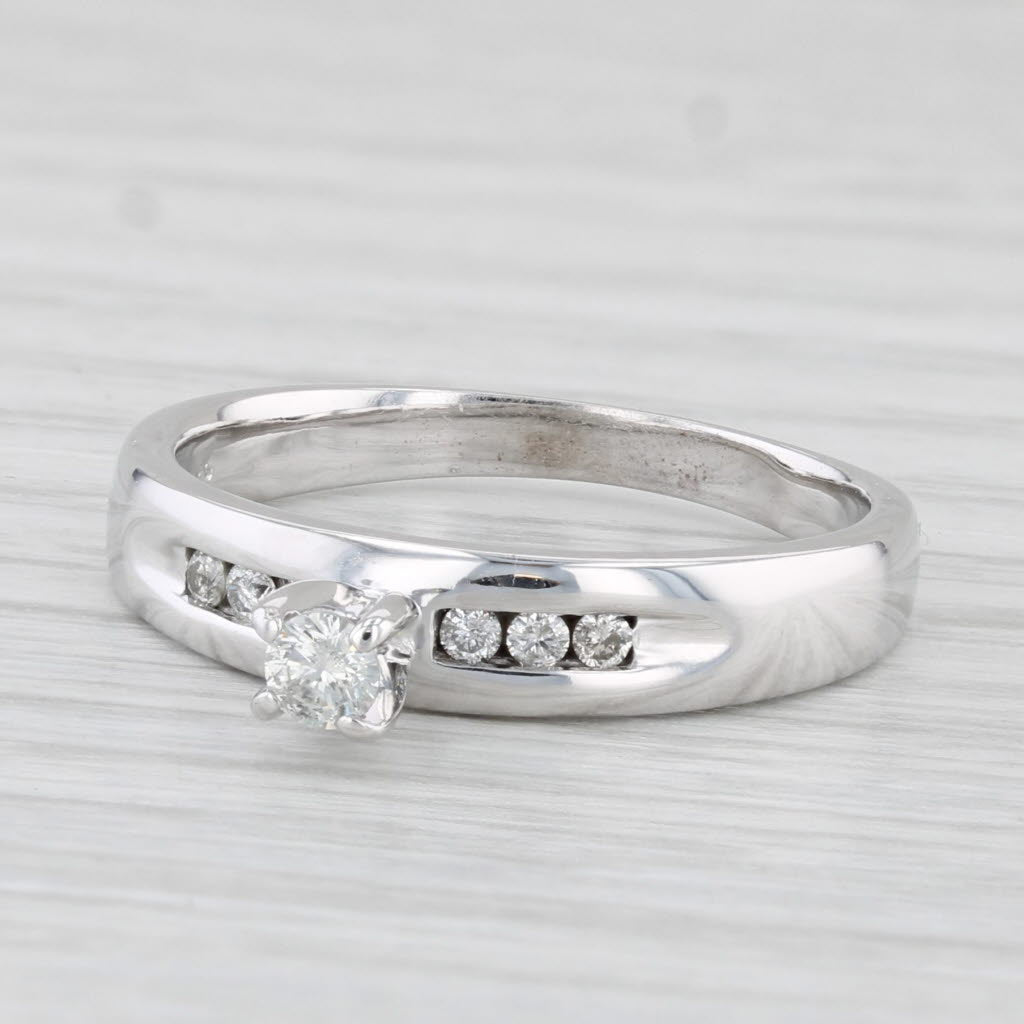 Light Gray 0.18ctw Round Diamond Engagement Ring 10k White Gold Size 7