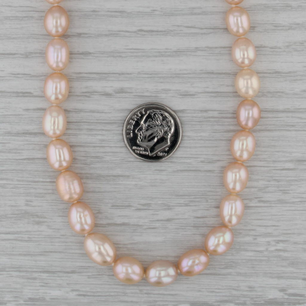 Pink Cultured Pearl Single Bead Strand Necklace 14k Yellow Gold 17.5"