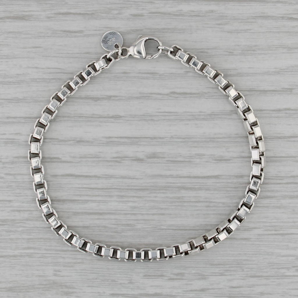 Tiffany & Co Venetian Box Chain Bracelet Sterling Silver 7.5" 4mm