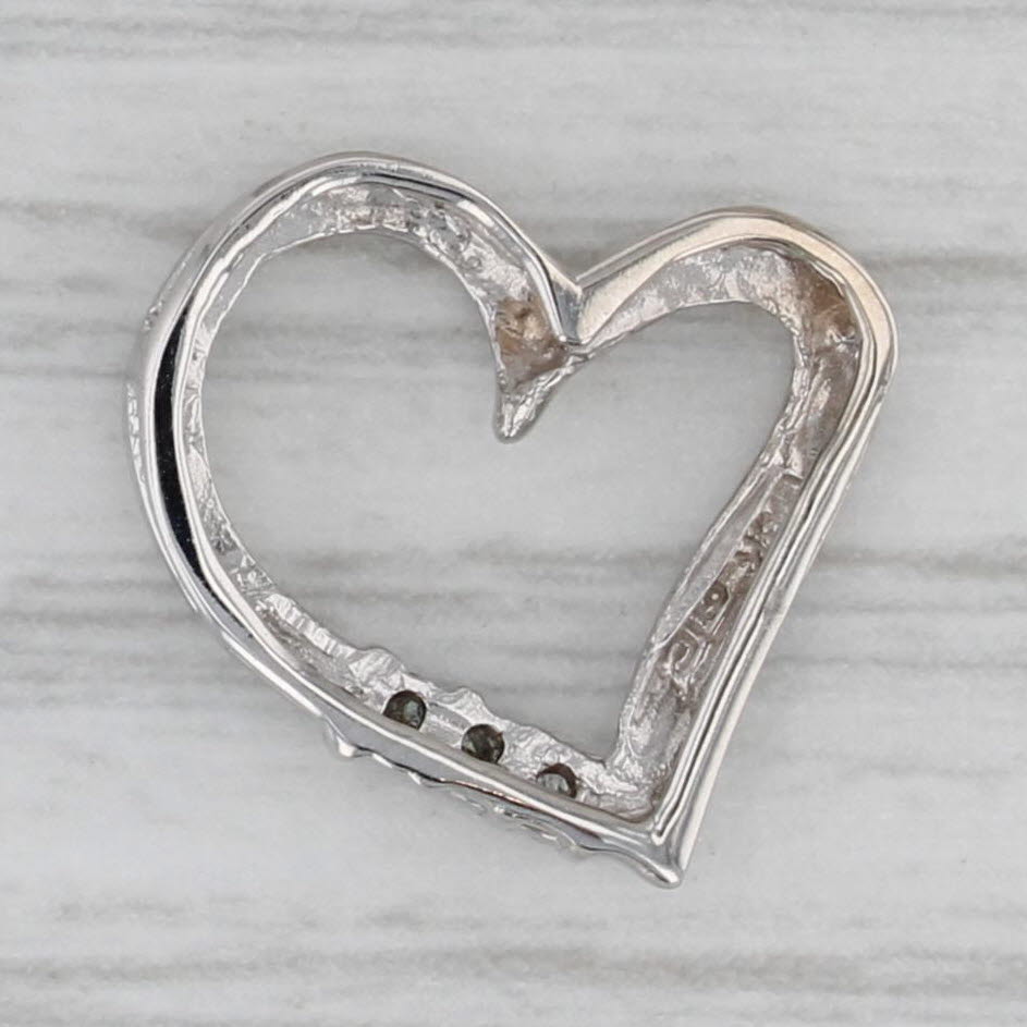 Gray Diamond Accented Open Heart Floating Pendant 10k White Gold