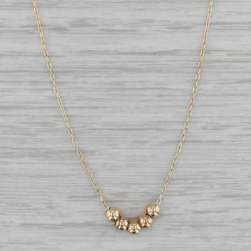 Bead Spacer Necklace 14k Yellow Gold 15.25" Cable Chain