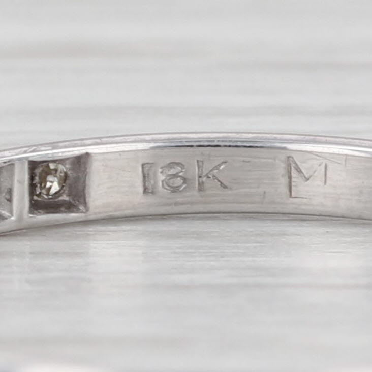 Vintage Diamond Wedding Band 18k White Gold Size 7.75-8 Ring Stackable