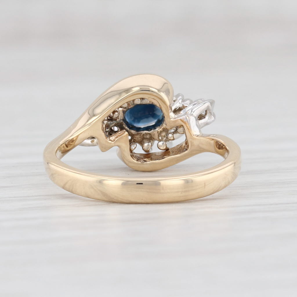 Light Gray 0.47ctw Blue Sapphire Diamond Halo Ring 10k Yellow Gold Size 6.25 Bypass