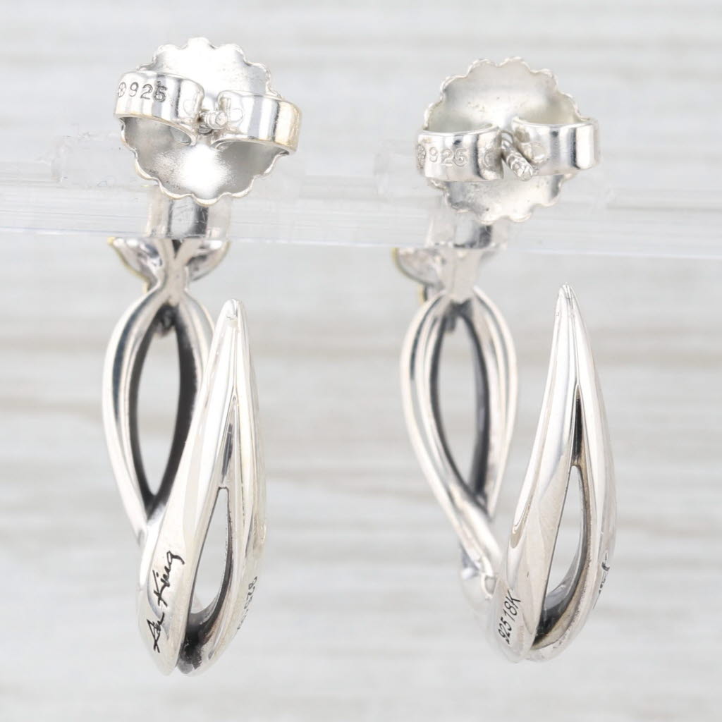 Light Gray Ann King Flower Hoop Earrings Sterling Silver 18k Gold Round Hoops