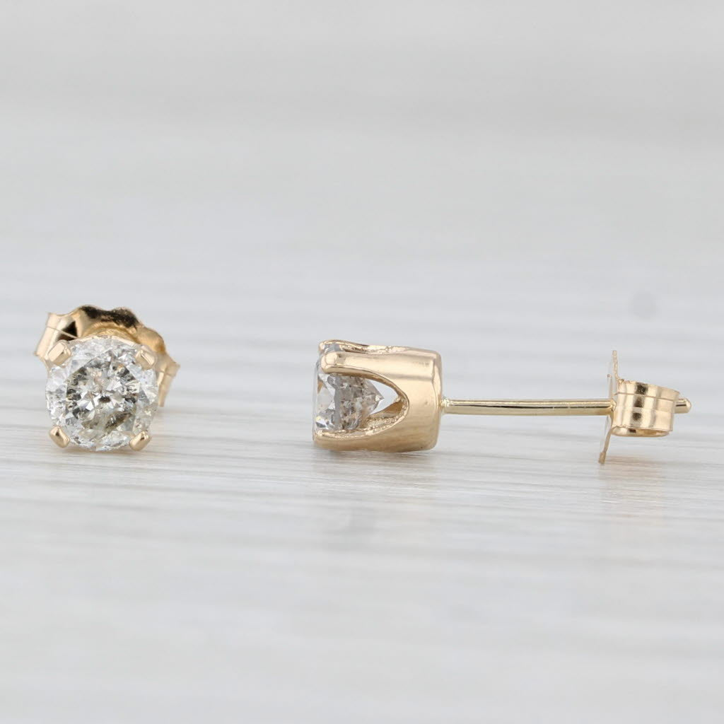 Light Gray 0.50ctw Diamond Stud Earrings 14k Yellow Gold Round Solitaires