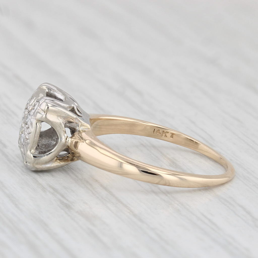 Light Gray Vintage 0.15ctw Diamond Ring 14k White Yellow Gold Size 6.25 Engagement