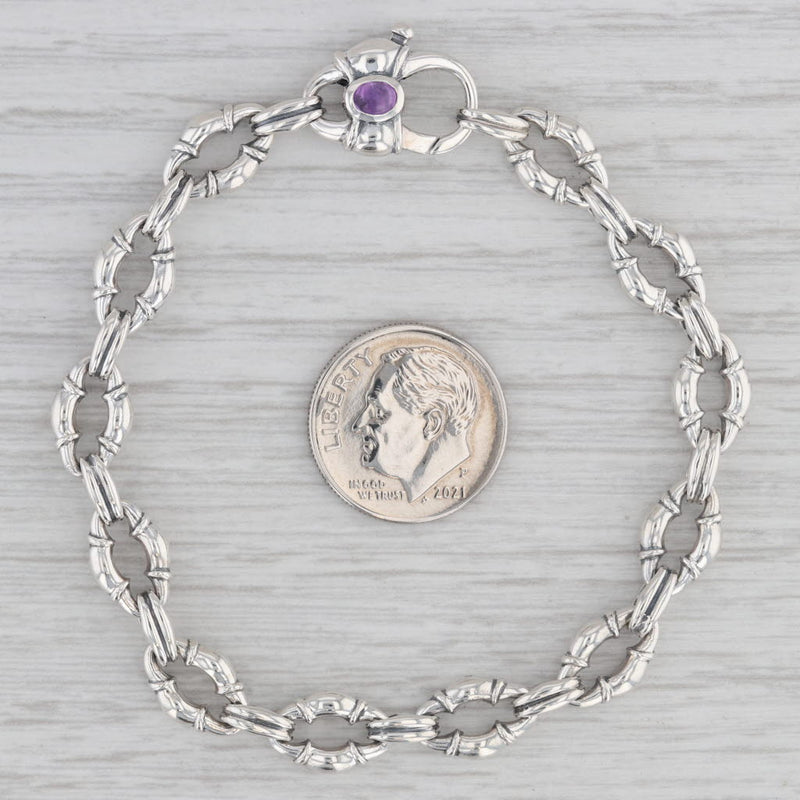 Scott Kay Amethyst Cable Chain Bracelet Sterling Silver 6.75" 7.3mm