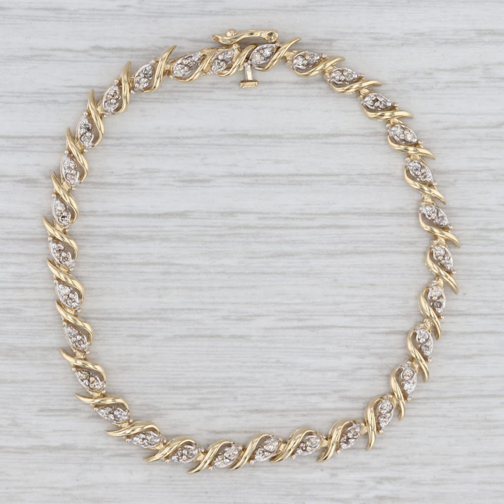 0.90ctw Diamond Tennis Bracelet 14k Yellow Gold 7" 4.7mm