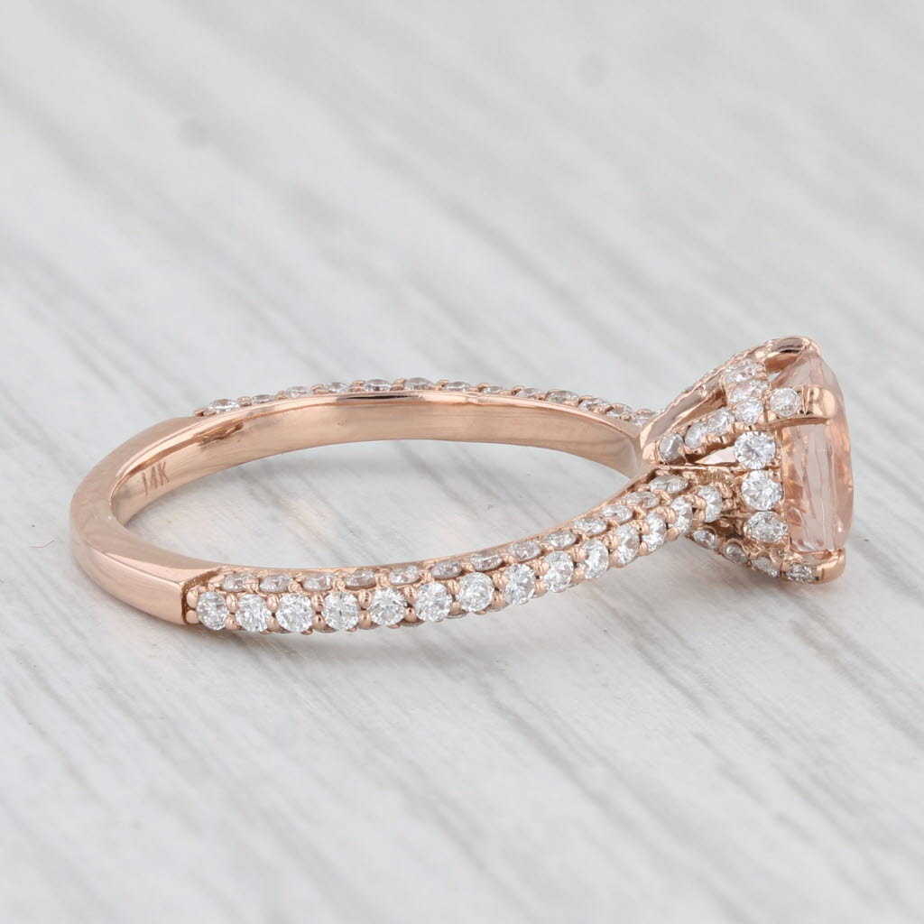 Light Gray 2.02ctw Peach Morganite Diamond Engagement Ring 14k Rose Gold Size 6.25