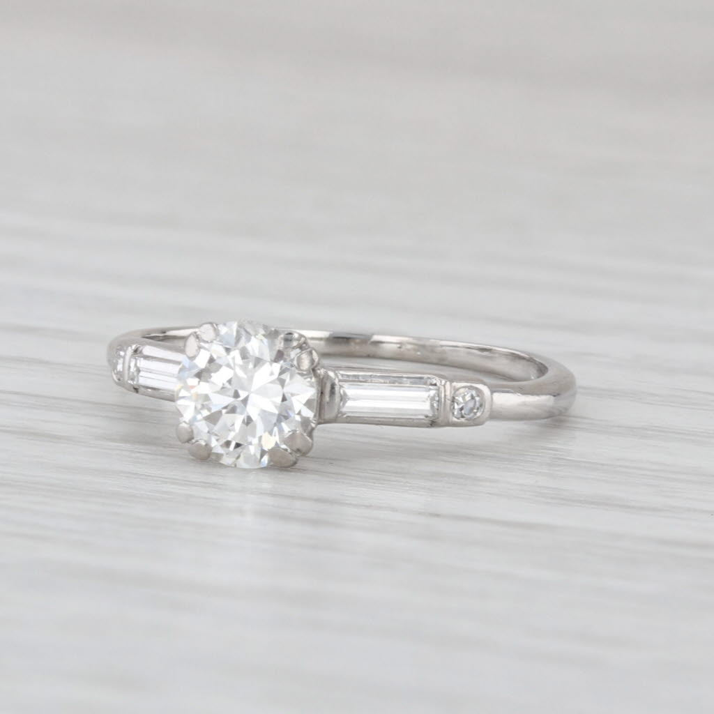Vintage 0.88ctw VS2 Transitional Round Diamond Engagement Ring Platinum Sz 6.25