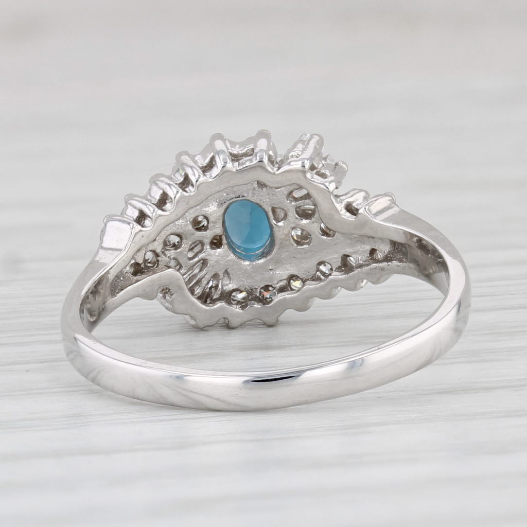 Light Gray 0.95ctw London Blue Topaz Diamond Ring 14k White Gold Size 7.5 Engagement Spark