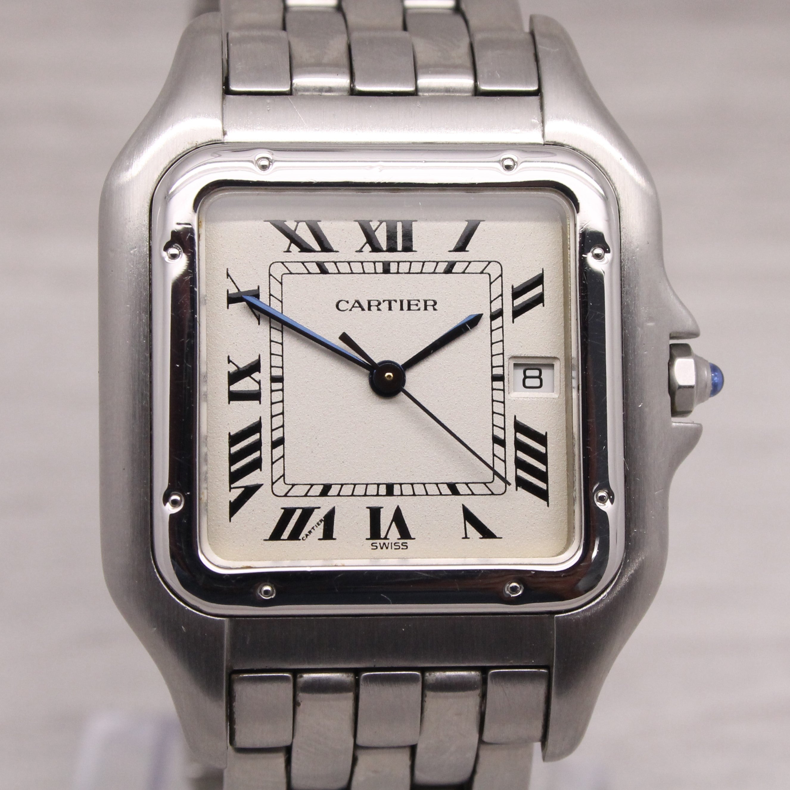 Gray Cartier Panthere 29mm Stainless Steel Quartz Watch ref.1300 Swiss Made Roman