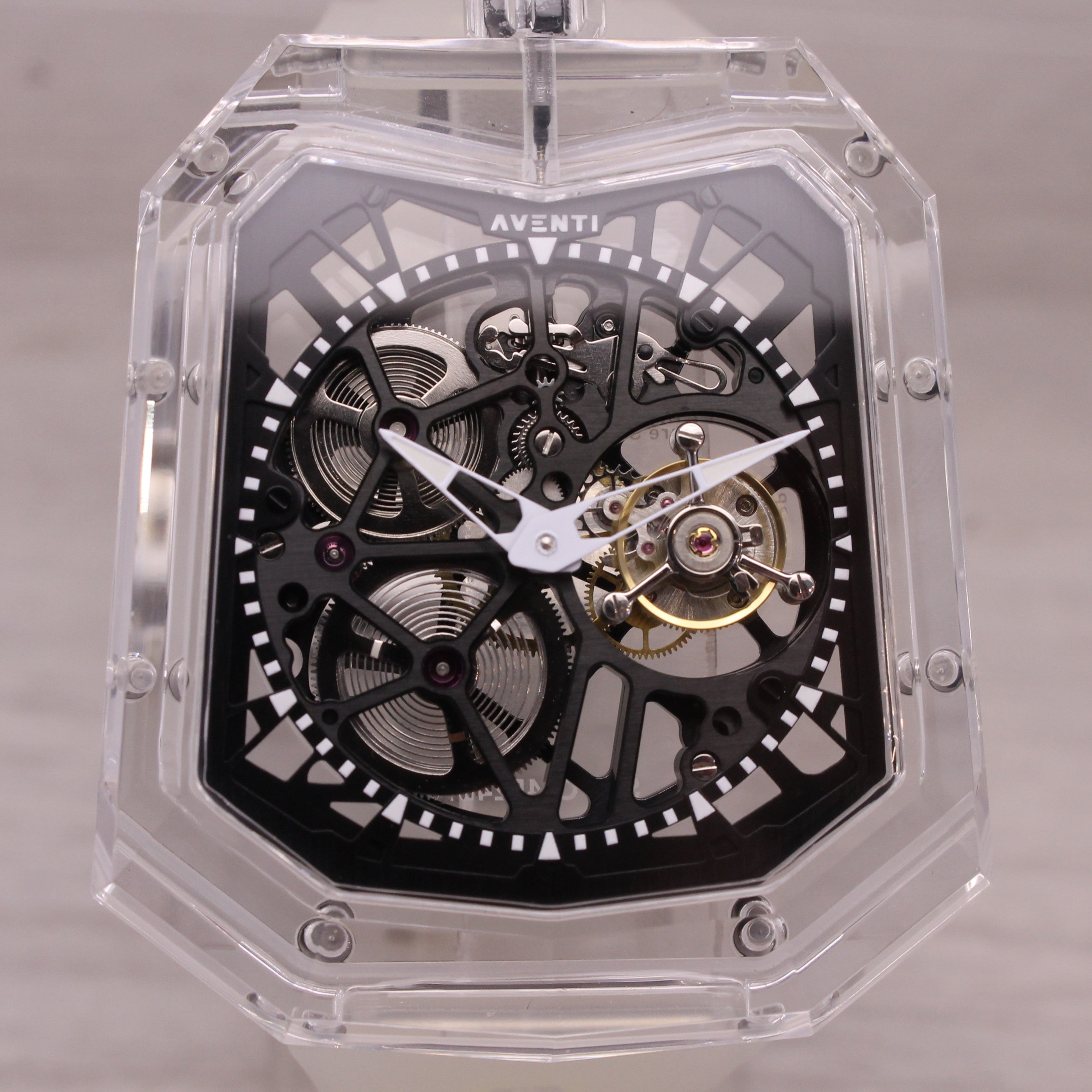 Aventi A11-01 SE Mens 48mm Pure Sapphire Crystal Tourbillon Watch w Card & COA