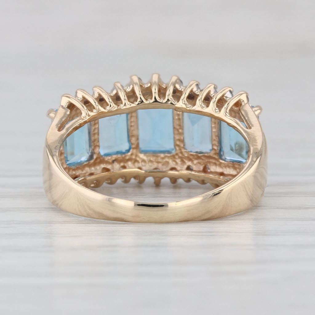 4.08ctw Blue Topaz Diamond Ring 14k Yellow Gold Size 7 Cocktail