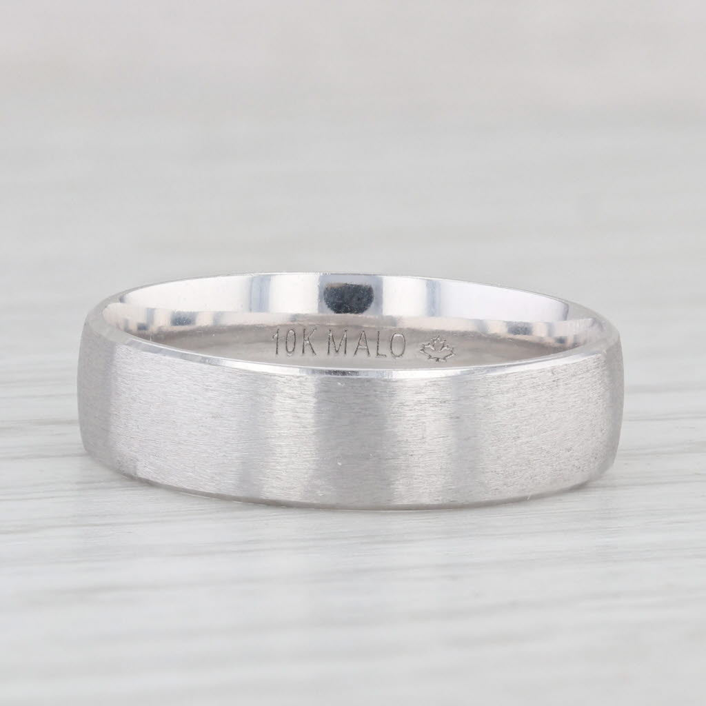 Light Gray Brushed Men's Wedding Band 10k White Gold Size 10 Comfort Fit Ring