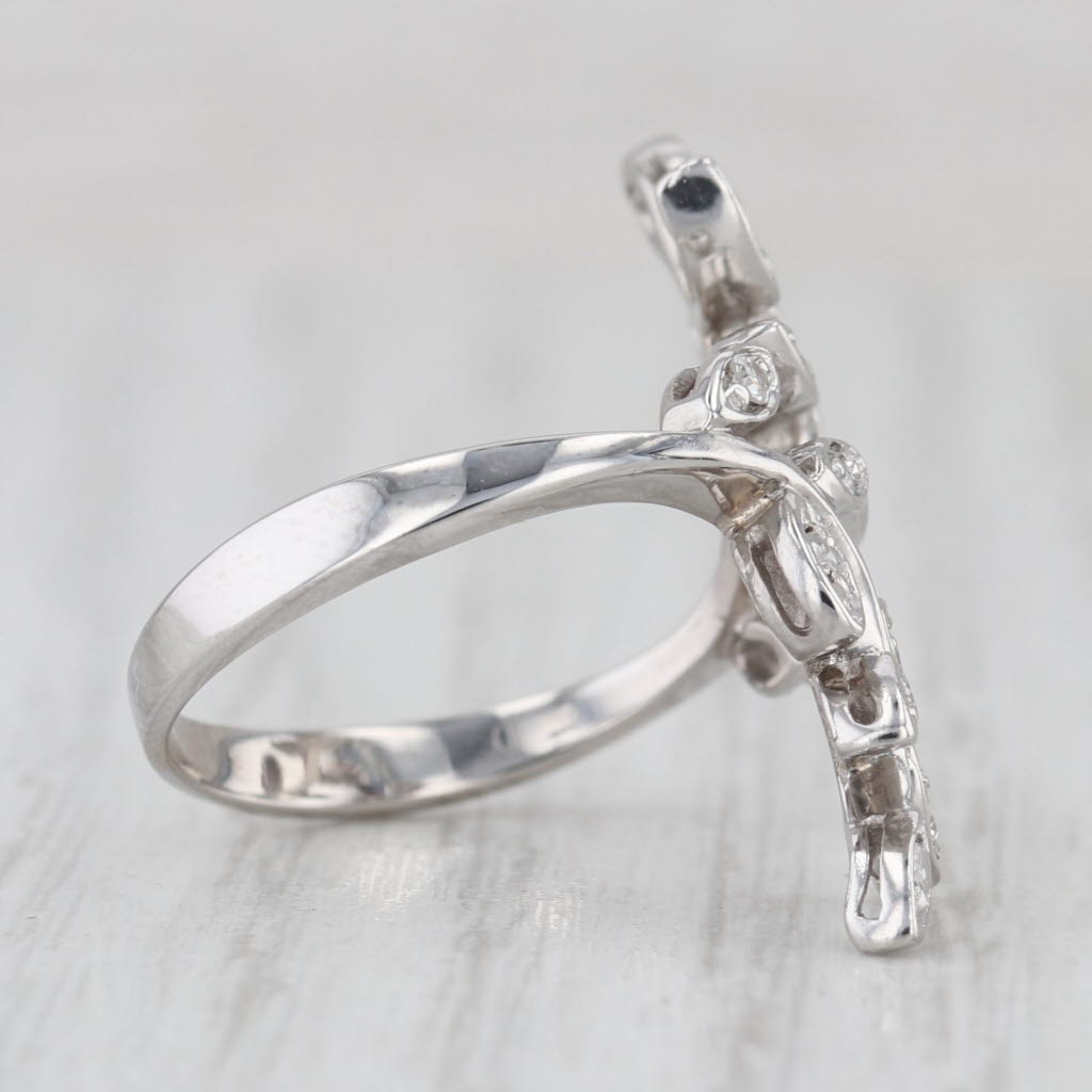 0.20ctw Vine Work Flower Bypass Ring 14k Yellow Gold Size 6.25 Floral Cocktail