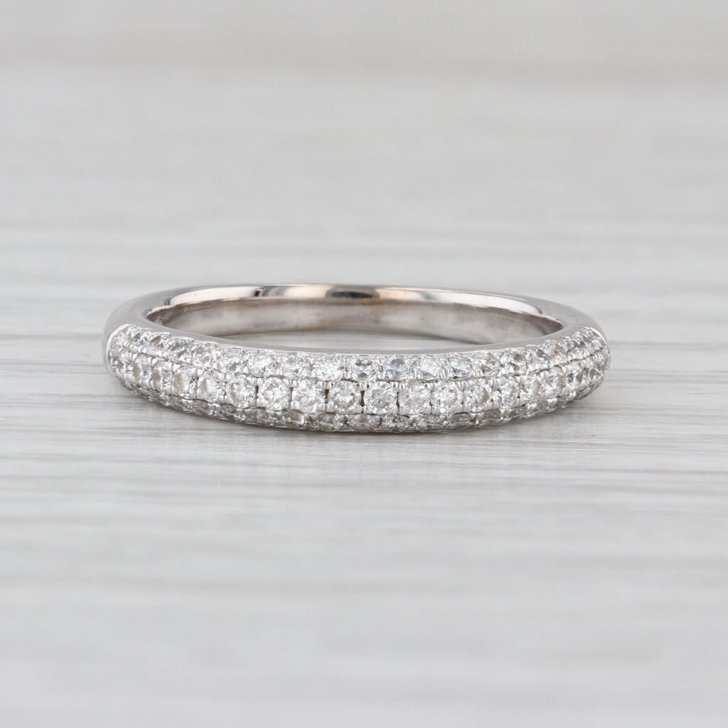 0.50ctw Pave Diamond Wedding Band 18k White Gold Size 6.5 Ring Stackable