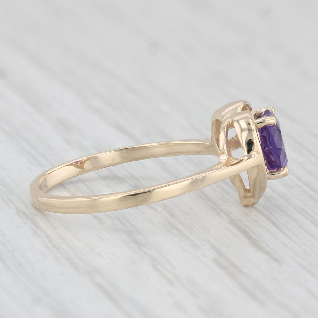 Light Gray 0.60ct Amethyst Heart Ring 10k Yellow Gold Size 6.5 Diamond Accents