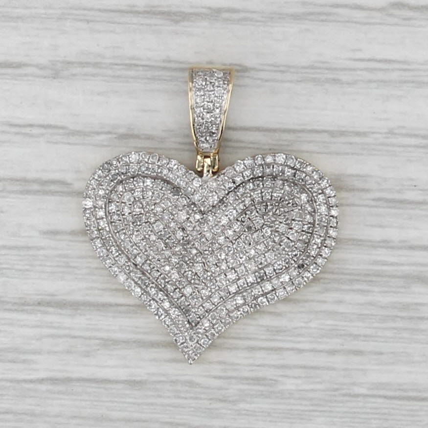 0.50ctw Diamond Heart Pendant 10k Yellow White Gold Gold Layered Halo