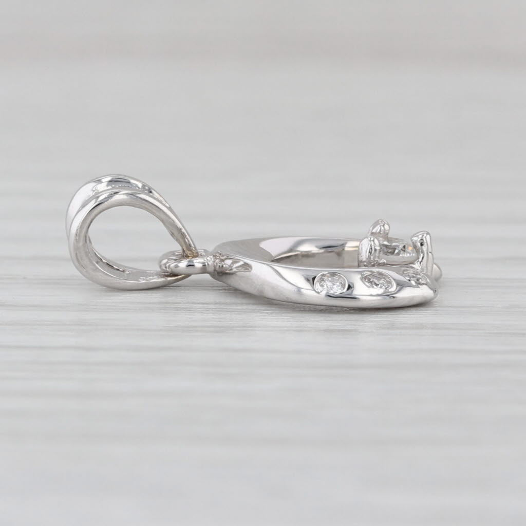 0.19ctw Round Diamond Pendant 18k White Gold Small Drop