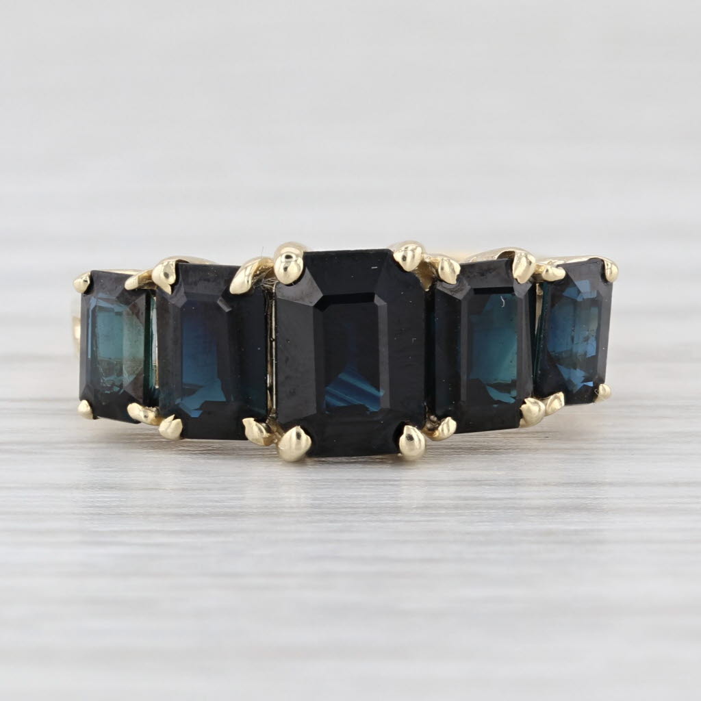 3.50ctw Blue Sapphire Tiered Ring 10k Yellow Gold Size 6.75