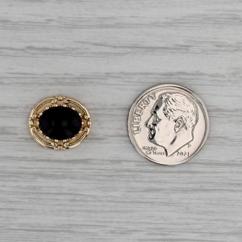 Vintage Onyx Cabochon Solitaire Slide Bracelet Charm 14k Yellow Gold Ornate