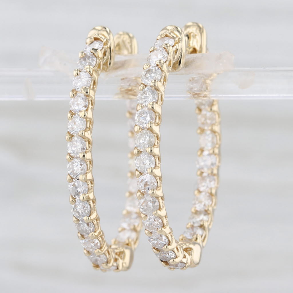 2.40ctw Diamond Insideout Hoop Earrings 14k Yellow Gold Snap Top Hinged