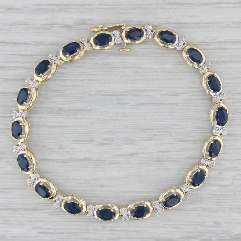 Gray Richard Klein 6ctw Blue Sapphire Tennis Bracelet 10k Yellow Gold 6.75" 5.9 mm