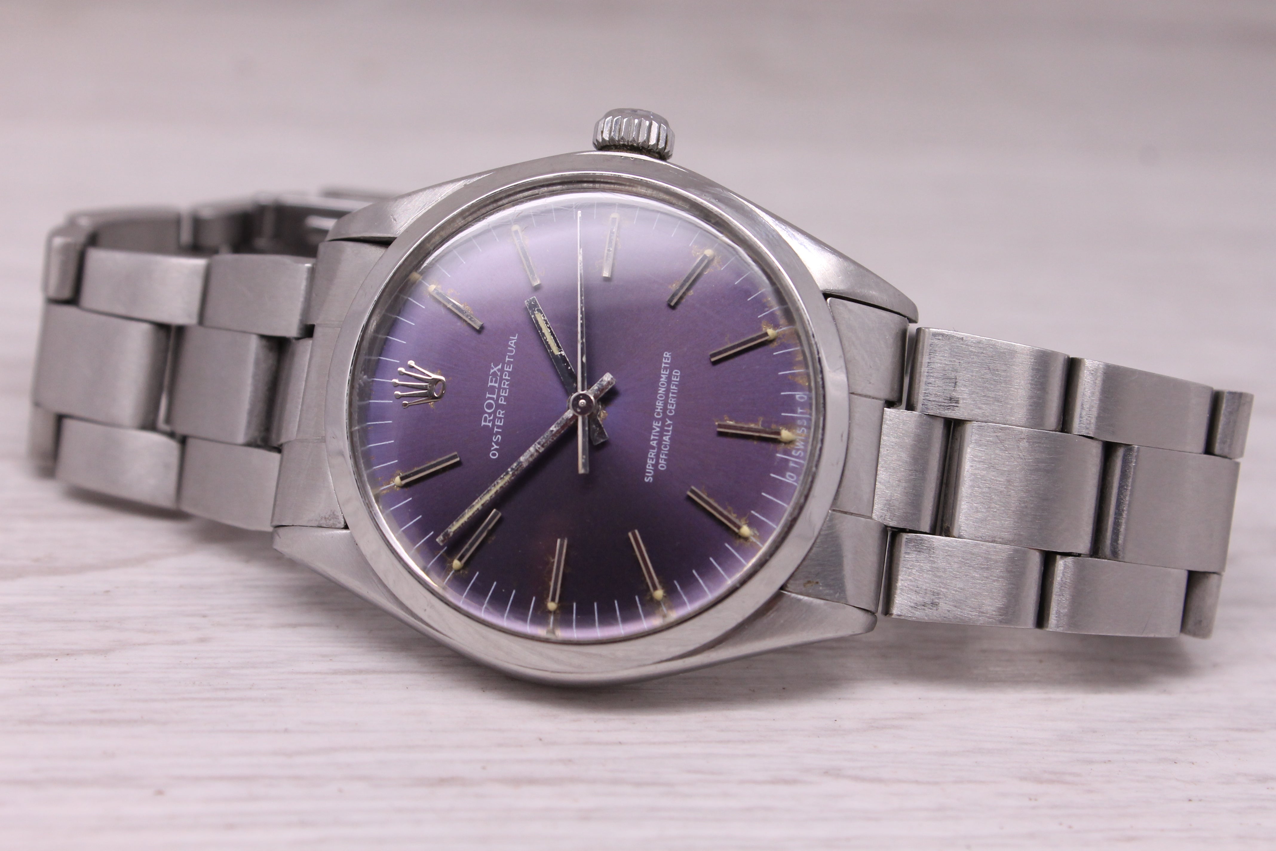 Vintage c.1975 Rolex Oyster Perpetual 1002 34mm Watch ORIGINAL Purple Sigma Dial
