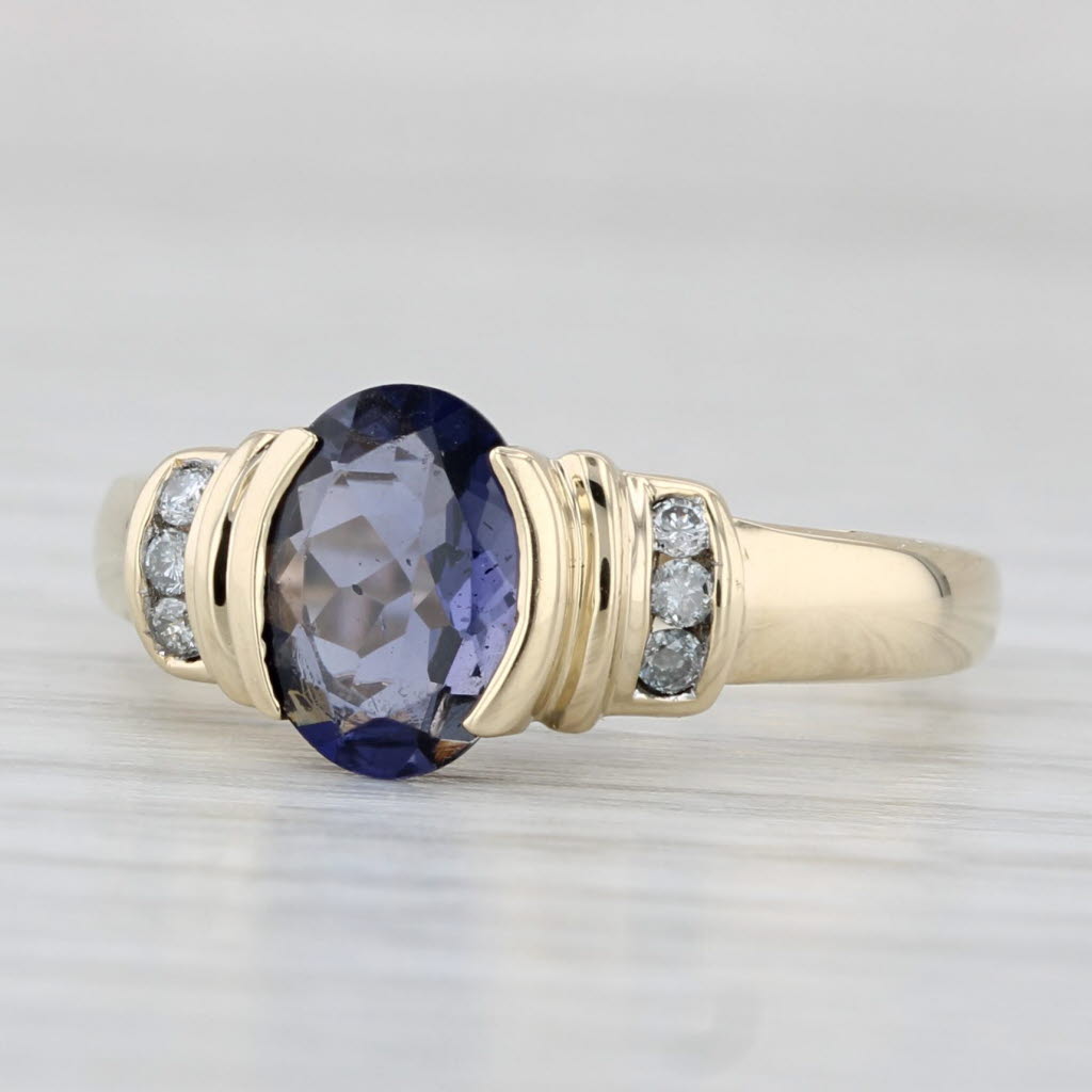 Light Gray 0.93ctw Iolite Diamond Ring 14k Yellow Gold Size 6