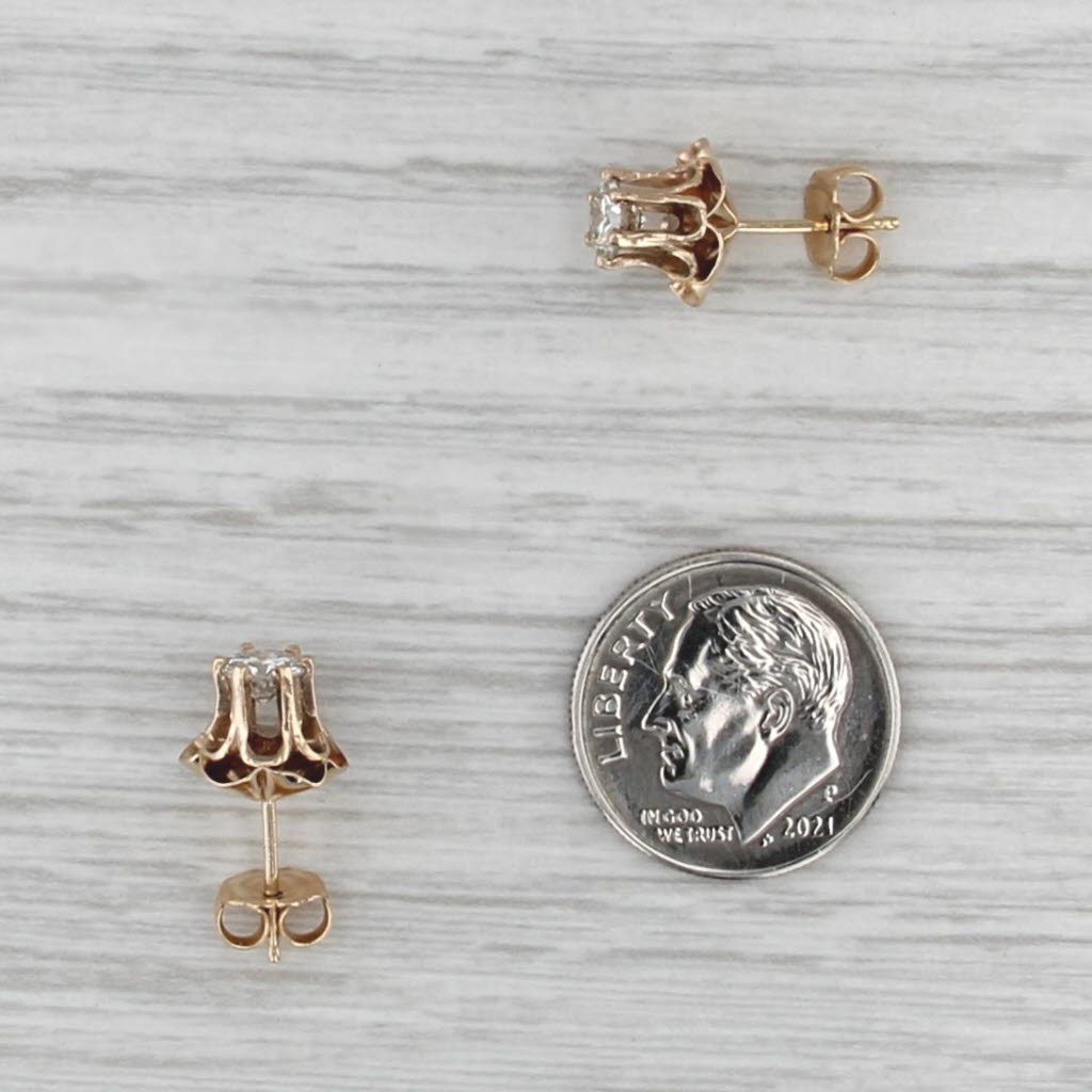 0.67ctw Diamond Buttercup Stud Earrings 14k Yellow Gold Round Solitaire Studs